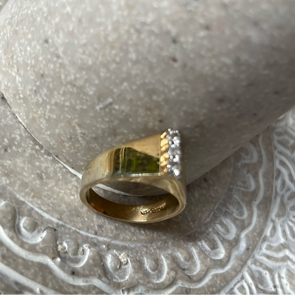 Sterling Silver‎ With Gold Plate with 3 Cubic Zirconia Ring Setting Size: 7 - Picture 10 of 12